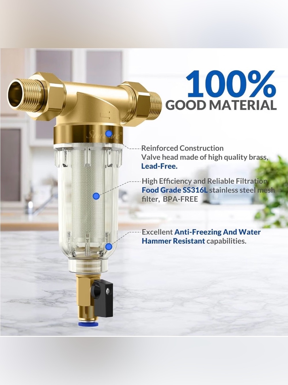SimPure DC5P Whole House Spin Down Sediment Filter for Well Water